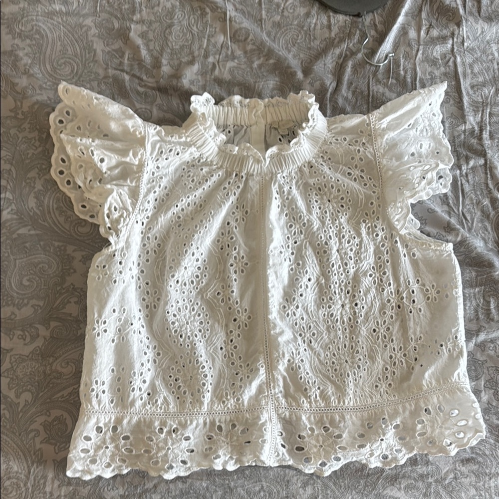 White Eyelet Lace Women's Top